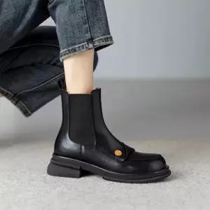 QEXXNXK005 여성 겨울 소프트 미들힐 빈티지 워커 앵클 첼시 부츠