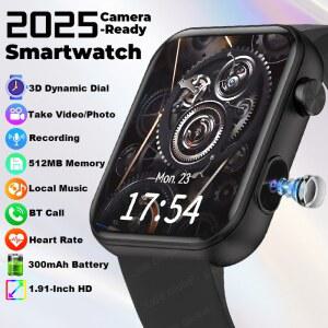 LIGE 2025 새로운 512MB 카메라 Smartwatch 1.91 