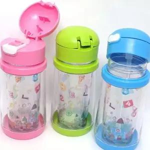 유아 빨대 컵 외출용 휴대용 손잡이 어린이 빨대 컵 물병 뚜껑 실리콘 플라스틱 식기 음료