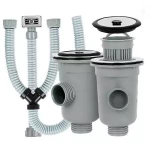싱크대 하부 배수 연결 부품 세트 호스 트랩 교체용 냄새 차단 주방 설치 배관