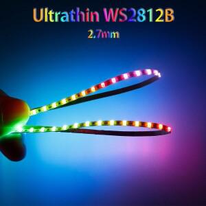 매우 좁은 2.7mm WS2812B 160Leds/m LED 스트립 WS2812 2020 개별적으로 주소 지정이 가능한 Samrt RGBIC