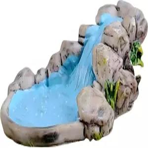 블루 DIY 미니어처 워터 풀 요정 정원 장식 - 앤티크 유러피언 매너 스타일의 미니 연못 풍경 인형의 집