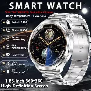 호환  NFC 스마트워치 남성용 AMOLED 1.85인치 HD 화면 혈당 측정 BT 통화 워치 4 프로 IP68 방수 스마트워
