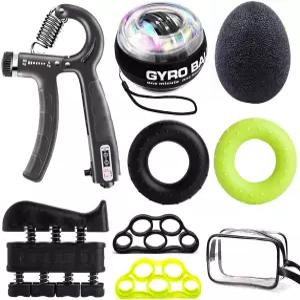핸드 트레이너 키트 8팩 핑거 자이로스코프 볼 스트레스 방지 카운터가 있는 그립 스트레처 강화기 홈