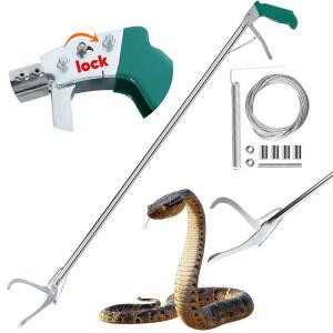 자물쇠가 달린 52인치 뱀 집게 스틱, 전문가용 잡는 도구, 튼튼한 파충류 도구 스테인리스 스틸 기둥 넓은 턱 손잡이 뱀을 위한 보호 구조 포함