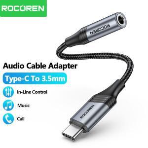 Rocoren USB C ~ 3.5mm 잭 오디오 Aux 케이블 남성-여성 헤드폰 어댑터 유형 변환기 Samsung Xiaomi Phone