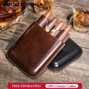 CONTACTS FAMILY 가죽 시가 케이스 여행용 휴대용 휴미더 소가죽 시가 보관 파우치 가방 최고의 선물