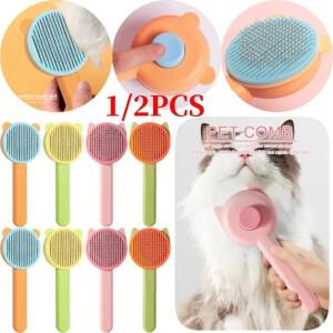 고양이 헤어 클리너 브러시  그루밍 릴리스 단추 포함 얽힌 머리카락 제거 실내 애완 동물 쉐딩