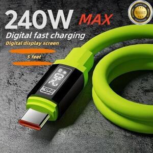 유니버설 240W 타입 C to 케이블 고출력 충전기 코드 HD LED 디지털 디스플레이 USB 고속 데이터