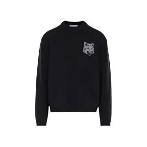 [메종키츠네]메종키츠네 폭스 헤드 메리노 울 라운드넥 니트 블랙 남성 PM00816KM0329 0391