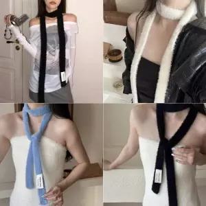 앙고라 슬림 목도리 가을 겨울 간절기 롱 스카프 무지 초커 타이