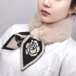 부드러운 장미꽃 니트 머플러 여성 겨울 방한 넥워머 보온용