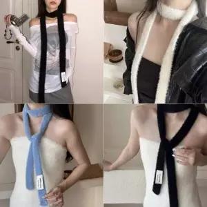 앙고라 슬림 목도리 가을 겨울 간절기 롱 스카프 무지 초커 타이