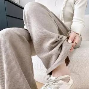 [의류] 여성 홈웨어 허리밴딩 골지팬츠 사계절 일자 긴바지