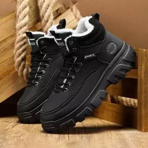 [RIZPICK]남성 기모 워커 부츠 방한 등산화 보온 겨울용 굽 높은 신발