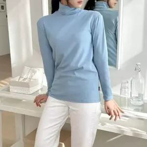 [RIZPICK]스판 피치기모 하이넥 폴라티 긴팔 티셔츠 데일리 이너웨어