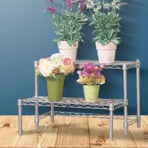 거실선반 실버메탈화분대2단 다이 받침대 화분정리대