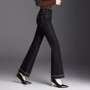 여친 빈티지 가을 늘어뜨려 청바지 자수 슬림핏 하이웨스트 나팔바지 오늘도예쁜 와이드 OOTD3