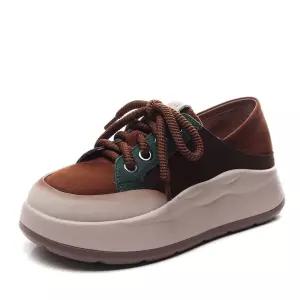 여사친 캐주얼 가을 사뿐 폼 플랫 콤비 신발 화 소가죽 키높이 슈즈 어울리는 단화 M스포3