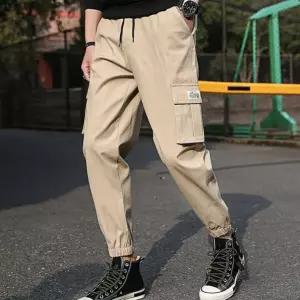 남성 옆 포켓 드랜트 배기 팬츠 조거 바지 카고 면바지 근무복