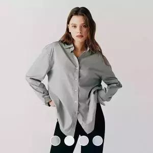 [국내백화점] 지오다노 여 오픈카라 루즈핏 포플린 셔츠