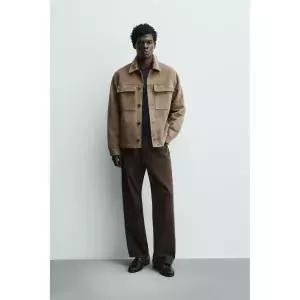 [국내] ZARA 자라 페이크 스웨이드 오버셔츠 - 샌드