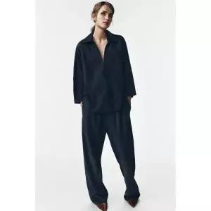 [국내] ZARA 자라 LIMITED EDITION 스웨이드 가죽 팬츠 - 콜 그레이