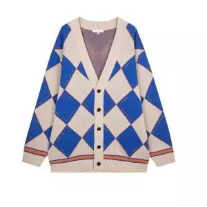 리버클래시 FW 베이지 세미오버핏 아가일 패턴 가디건 LJW51215 382646