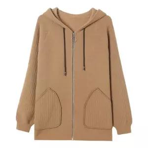 EAMT 모직 가을 후드 여성가디건 빅사이즈 카디건 엄마룩 상의 배꼽커버 시크 루즈핏 코트 YJ3