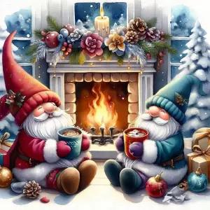 크리스마스 스탬프 크로스 스티치 키트 - 초보자를 위한 놈 카운트 바늘 포인트 패턴 치수 공예 자수 예술