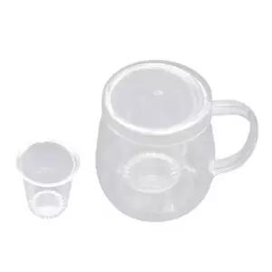 유리 머그컵 차컵 400ml 차망 포함 물컵 카페용 유리컵