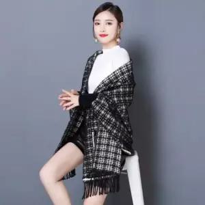 [옷은날개] 패션 포켓 트위드 가디건 숄 케이프