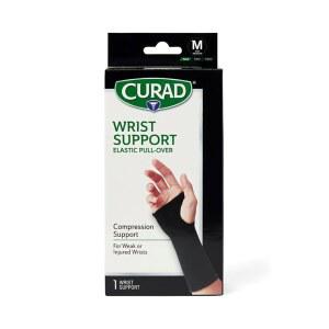 CURAD 탄력 풀오버 손목 지지대, 피트니스, 역도, 건염, 터널 관절염, 완화용 어디서나, 검은색, 중간 정도의 착용감