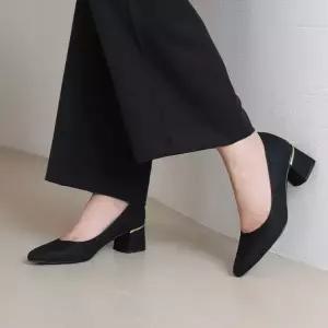 SOVO 더블런 발편한 미들통굽 스틸레토 미들힐 여성구두 5cm