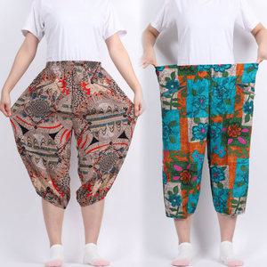 빅사이즈여성 와이드 엄마 꽃바지 인견 7부바지 몸빼