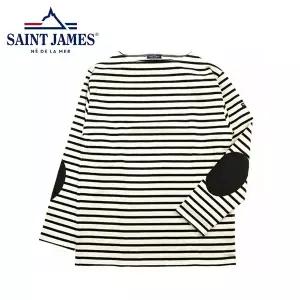 [대구백화점] [세인트제임스]길도 스트라이프 엘보패치 티셔츠(ECRU/NOIR)