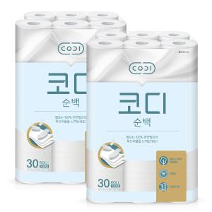 코디 천연펄프 3겹 순백, 30m, 30롤, 2개