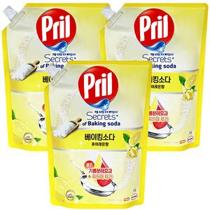 프릴 주방세제 베이킹소다 퓨어레몬 리필 1L 3개