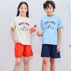 어린이 초등 중등 아동 주니어 반팔 반바지 수영복 세트 배색 보드숏 98 상하 래쉬가드