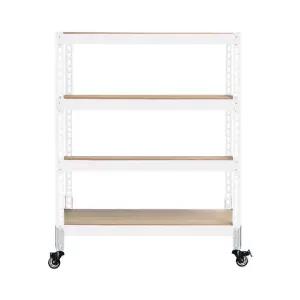 철제 조립식 강화 대형바퀴 이동식선반 4단 1500 x 500 x 1200