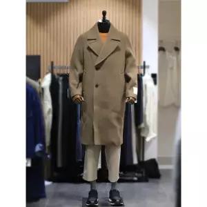 갤러리아 BON 베이지 캐시미어 30% 헝가리구스 순모 플랫 더블 코트 BN3WHA584BET