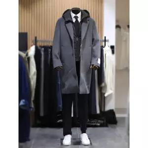 갤러리아 BON 2종 택1 캐시미어 헤링본 헝가리구스 후드 디테쳐블 롱 코트 BN3