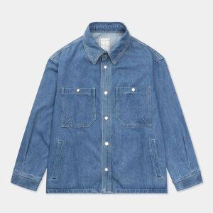 [갤러리아] 젠사이 월트 포켓 세미 오버핏 블루 데님 셔츠 자켓 (ZAE3JP302K)