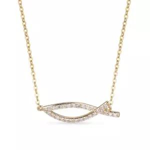 18k 라인 물고기 랩 다이아몬드 목걸이