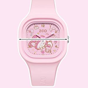 선물용  캐릭터 아날로그 야광시계 워치 사각 손목시계 핑크