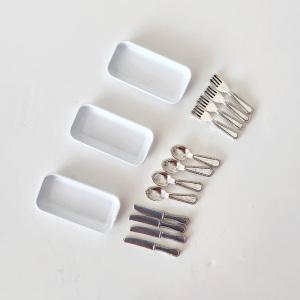 미니어쳐 커트러리트레이셋트15p 돌하우스소품 수저포크나이프셋트