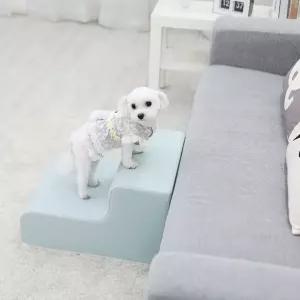 국산 2단 강아지계단 라운드 모서리 인조 가죽 방수 펫계단