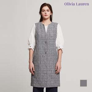 [올리비아로렌] 체크 라운드넥 롱 베스트_VOCQCVM4351
