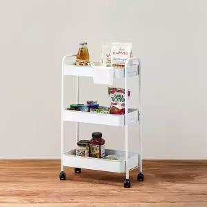 [모던하우스] ON 나사없이 쉽게 조립하는 3단 메탈트롤리 바스켓세트 화이트