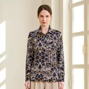 [마담엘레강스] 새들프린트 반트임 셔츠 블라우스 K252BL02